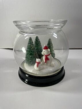 Bath and Body Works Christmas Pedestal Cloche Bear 3 Wick Candle Holder New